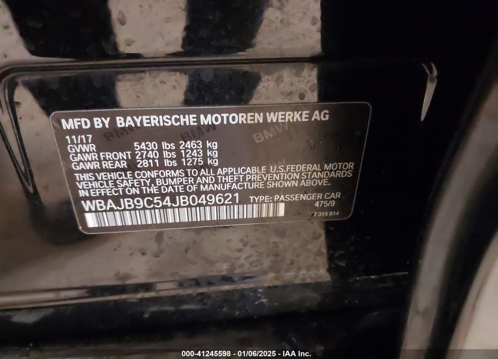 2018 BMW M550I XDRIVE VIN: WBAJB9C54JB049621