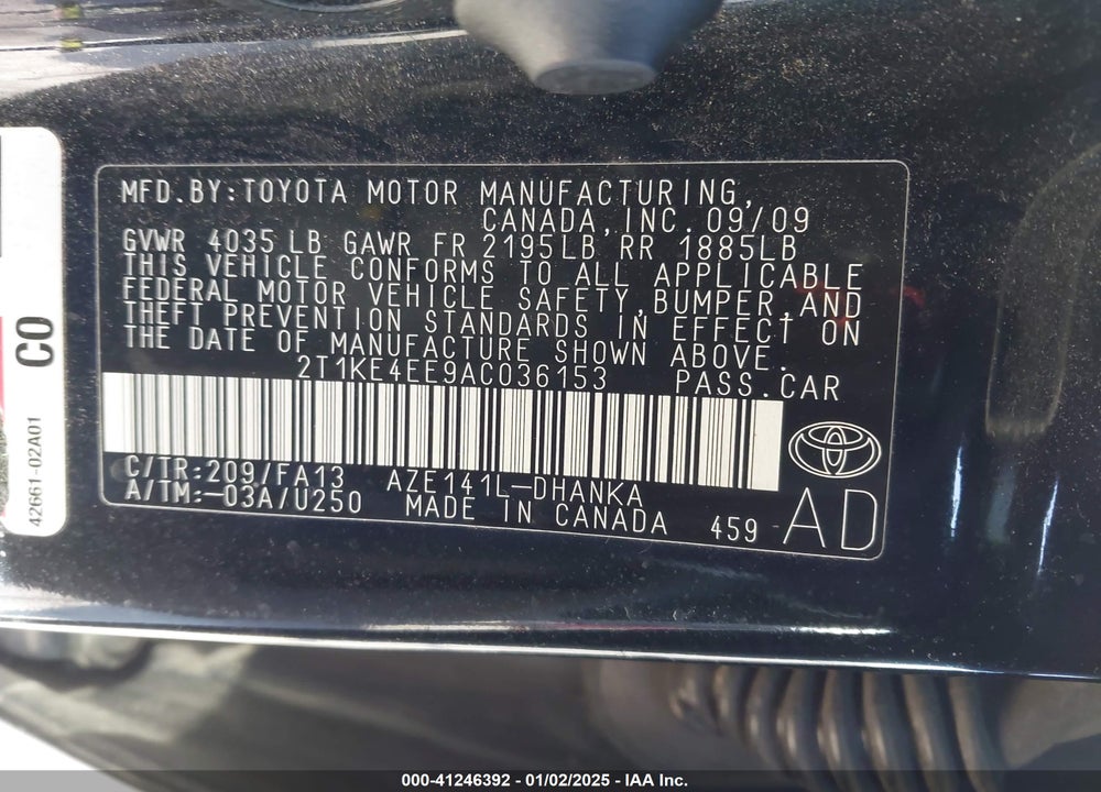 2010 TOYOTA MATRIX VIN: 2T1KE4EE9AC036153