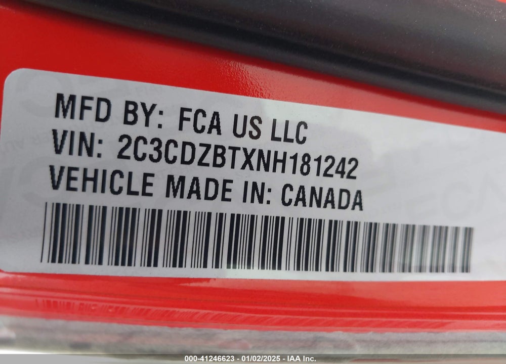 2022 DODGE CHALLENGER R/T VIN: 2C3CDZBTXNH181242