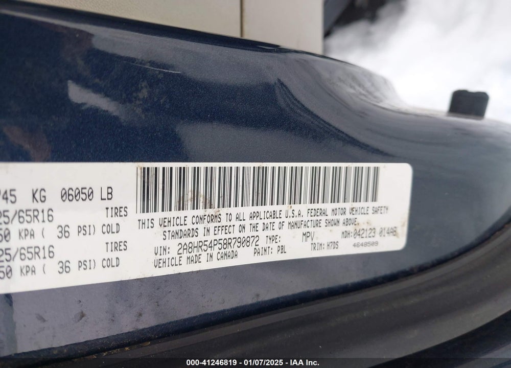 2008 CHRYSLER TOWN & COUNTRY TOURING VIN: 2A8HR54P58R790872
