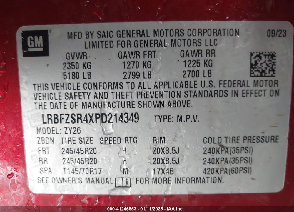 2023 BUICK ENVISION AVENIR AWD VIN: LRBFZSR4XPD214349
