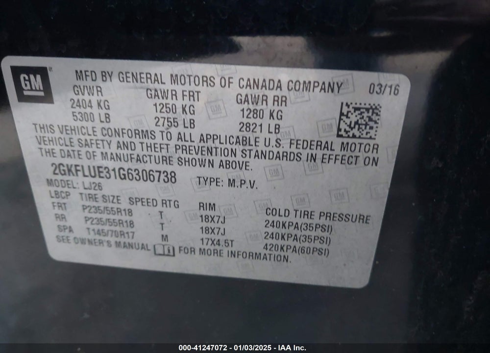 2016 GMC TERRAIN SLT VIN: 2GKFLUE31G6306738