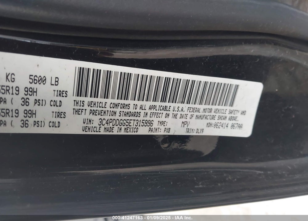 2014 DODGE JOURNEY CROSSROAD VIN: 3C4PDDGG5ET315996