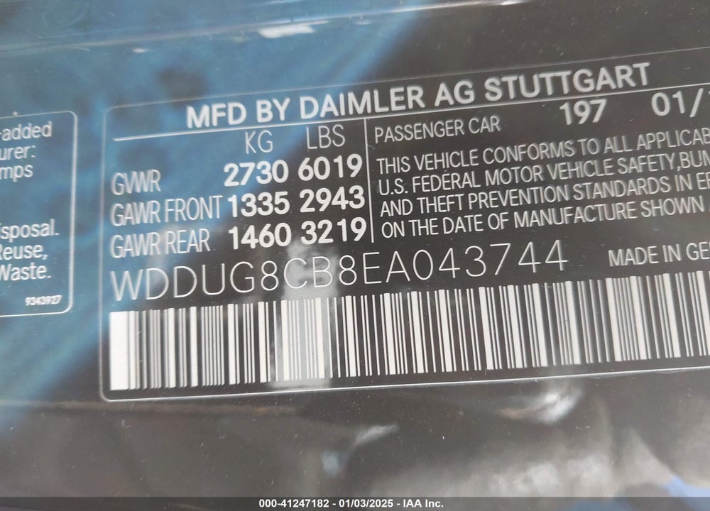 2014 MERCEDES-BENZ S 550 VIN: WDDUG8CB8EA043744