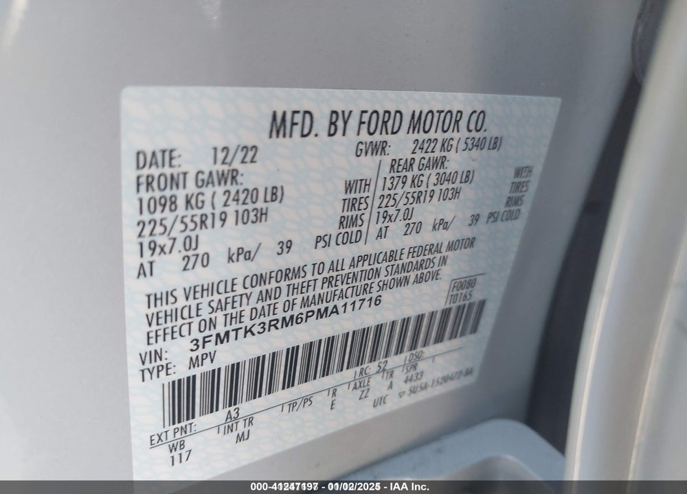 2023 FORD MUSTANG MACH-E PREMIUM VIN: 3FMTK3RM6PMA11716