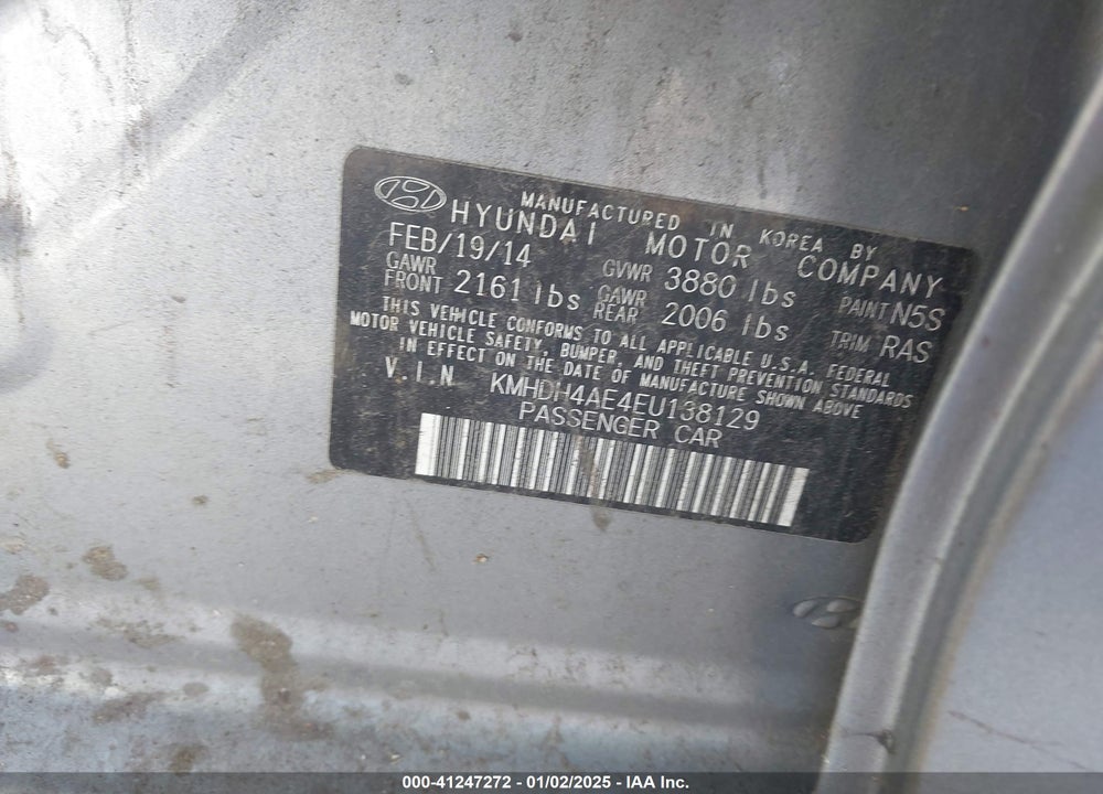 2014 HYUNDAI ELANTRA LIMITED VIN: KMHDH4AE4EU138129