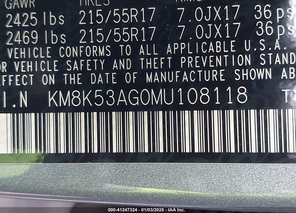 2021 HYUNDAI KONA ELECTRIC ULTIMATE VIN: KM8K53AG0MU108118
