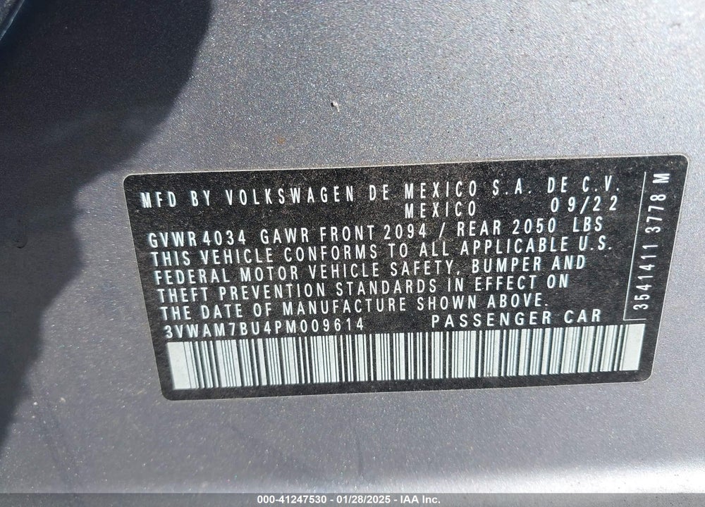 2023 VOLKSWAGEN JETTA 1.5T SPORT VIN: 3VWAM7BU4PM009614