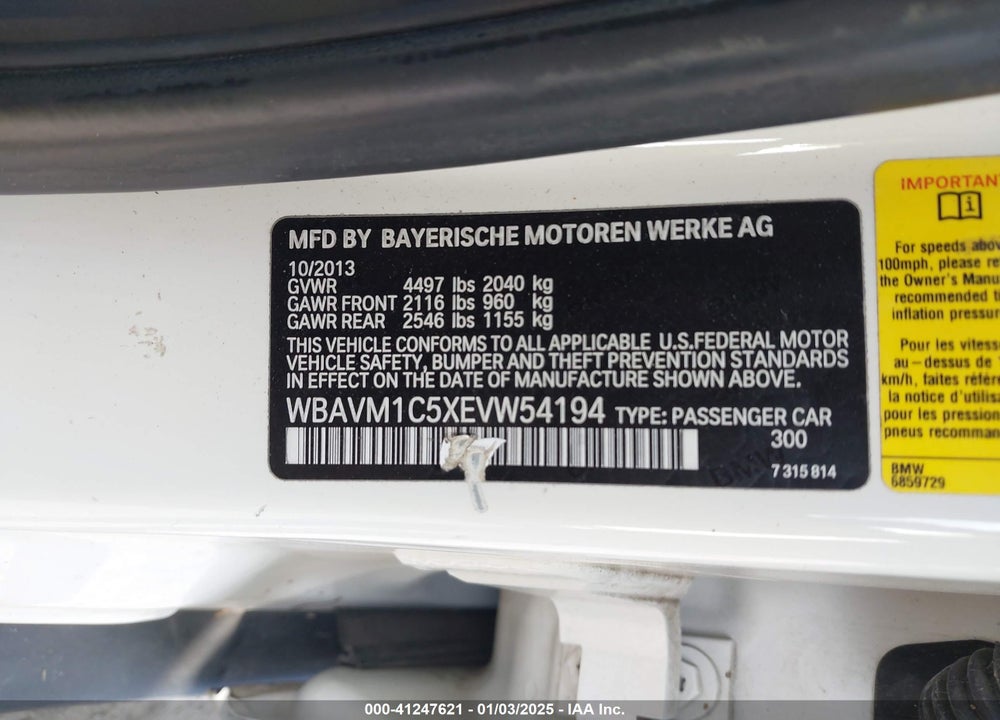 2014 BMW X1 SDRIVE28I VIN: WBAVM1C5XEVW54194