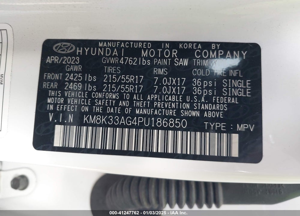 2023 HYUNDAI KONA ELECTRIC SEL VIN: KM8K33AG4PU186850