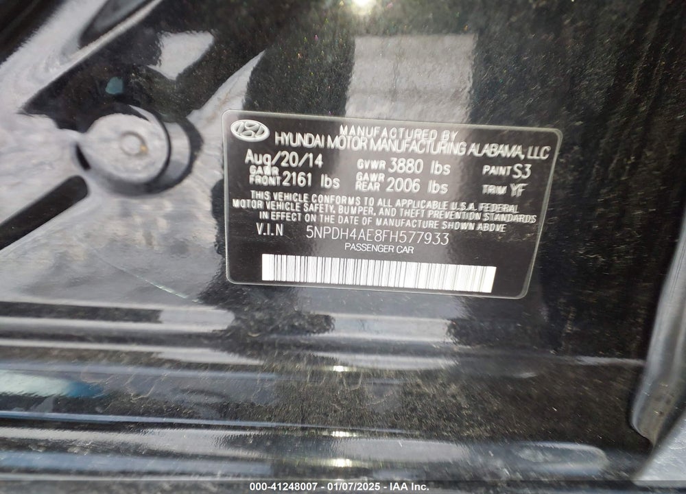 2015 HYUNDAI ELANTRA SE VIN: 5NPDH4AE8FH577933
