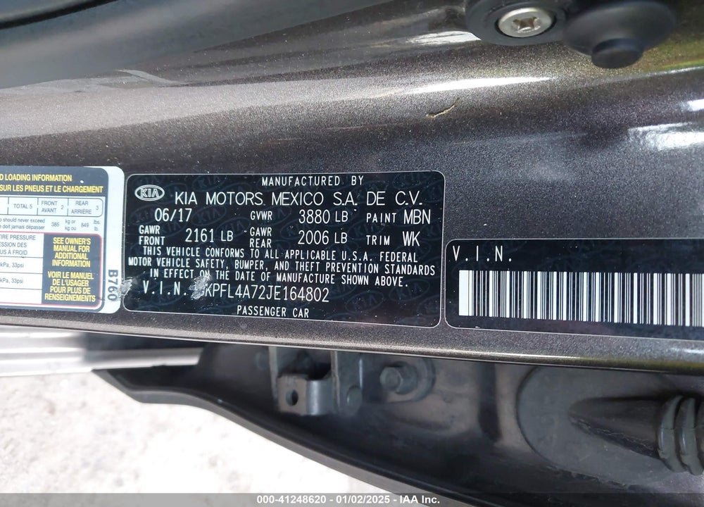 2018 KIA FORTE LX VIN: 3KPFL4A72JE164802