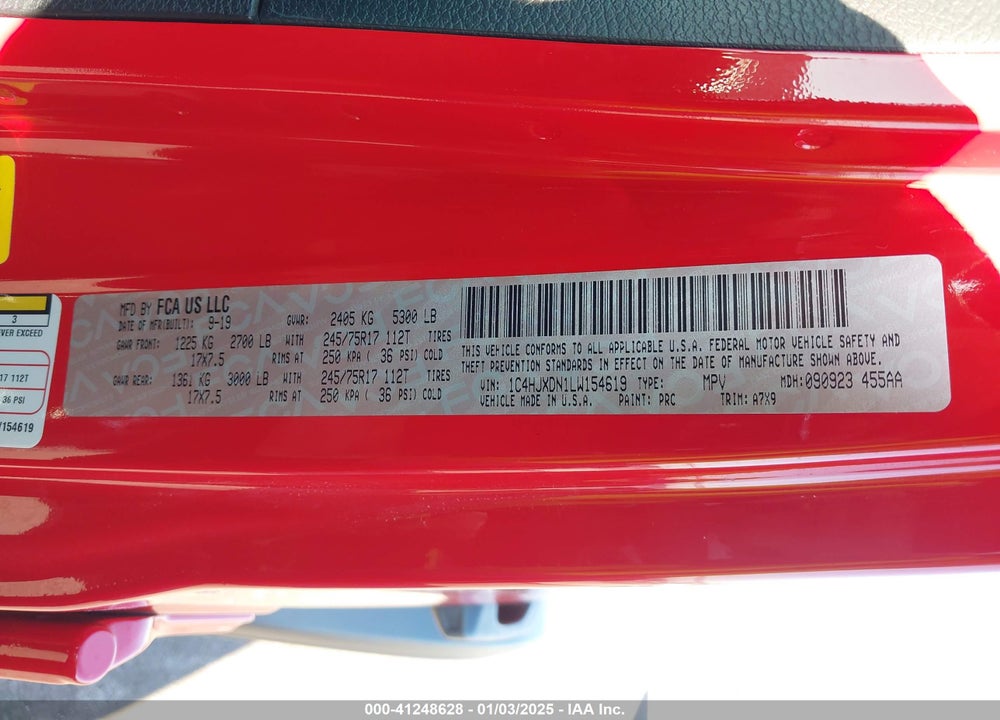 2020 JEEP WRANGLER UNLIMITED SPORT S 4X4 VIN: 1C4HJXDN1LW154619