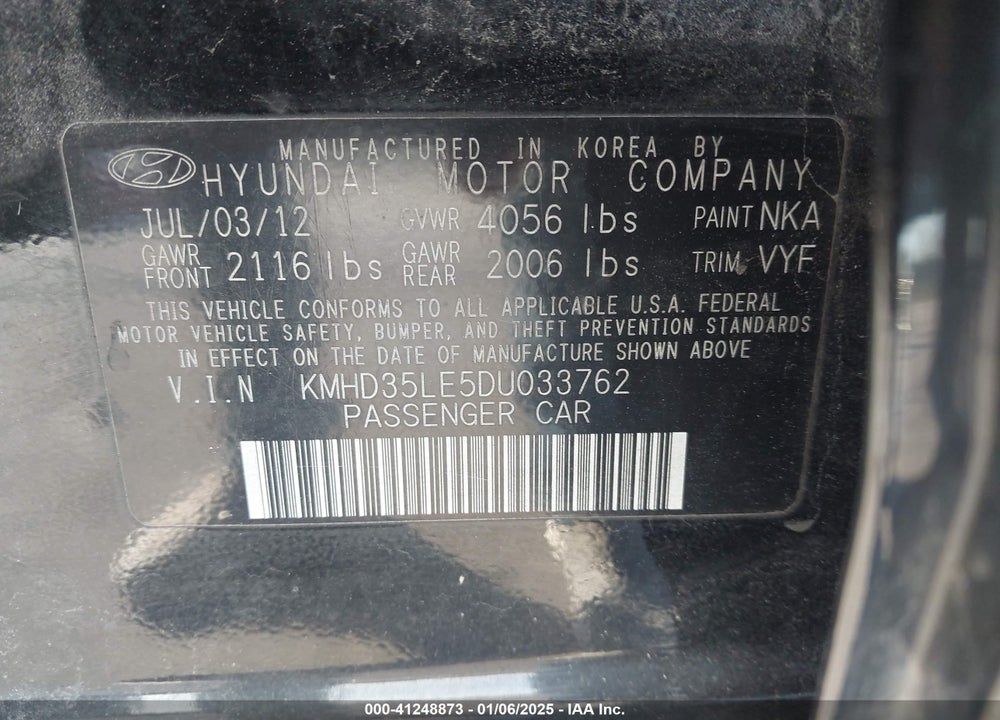2013 HYUNDAI ELANTRA GT VIN: KMHD35LE5DU033762