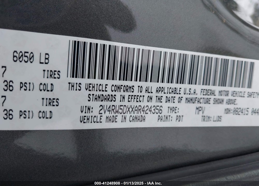 2010 VOLKSWAGEN ROUTAN SEL VIN: 2V4RW5DXXAR424356