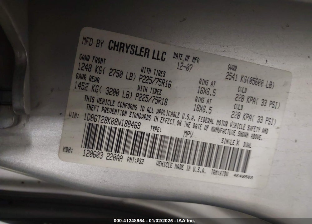 2008 DODGE NITRO SXT VIN: 1D8GT28K08W188469