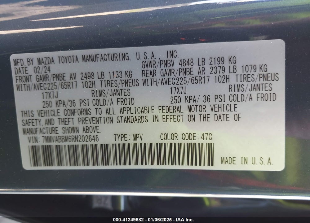 2024 MAZDA CX-50 VIN: 7MMVABBM6RN202646