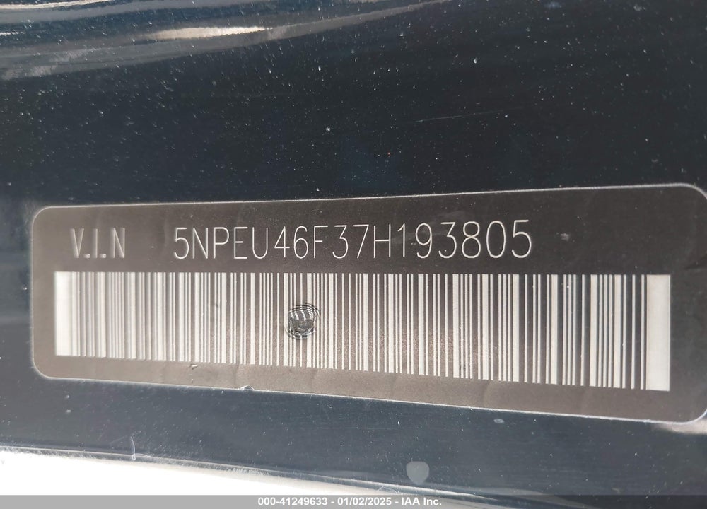 2007 HYUNDAI SONATA LIMITED/SE V6 VIN: 5NPEU46F37H193805