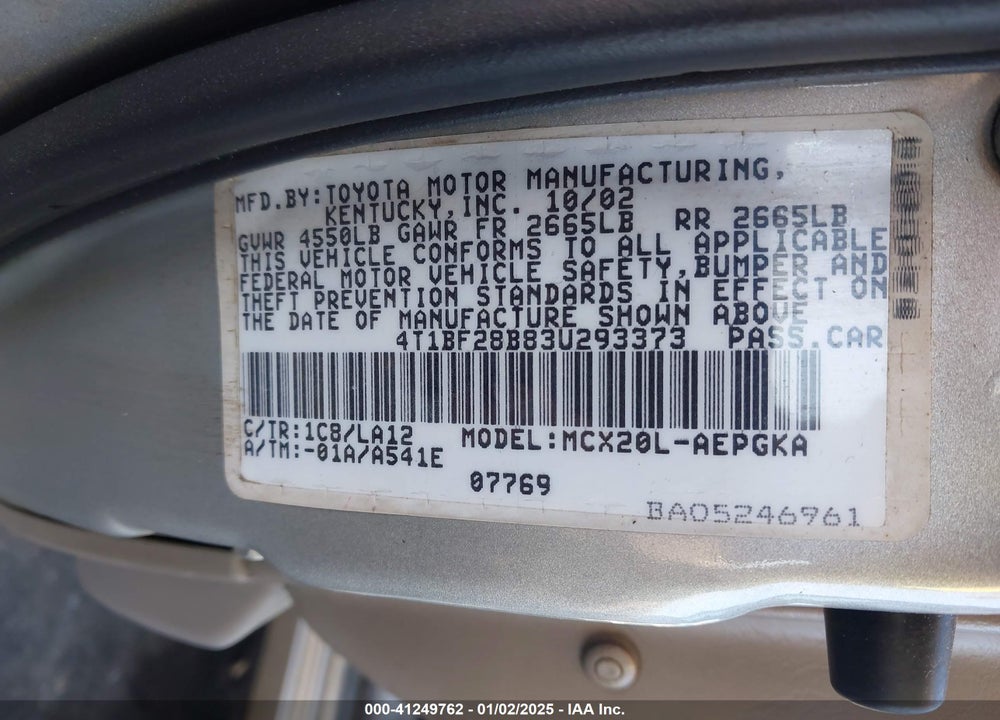 2003 TOYOTA AVALON XLS VIN: 4T1BF28B83U293373