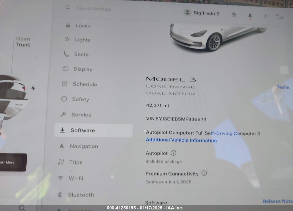 2021 TESLA MODEL 3 LONG RANGE DUAL MOTOR ALL-WHEEL DRIVE VIN: 5YJ3E1EB5MF936573