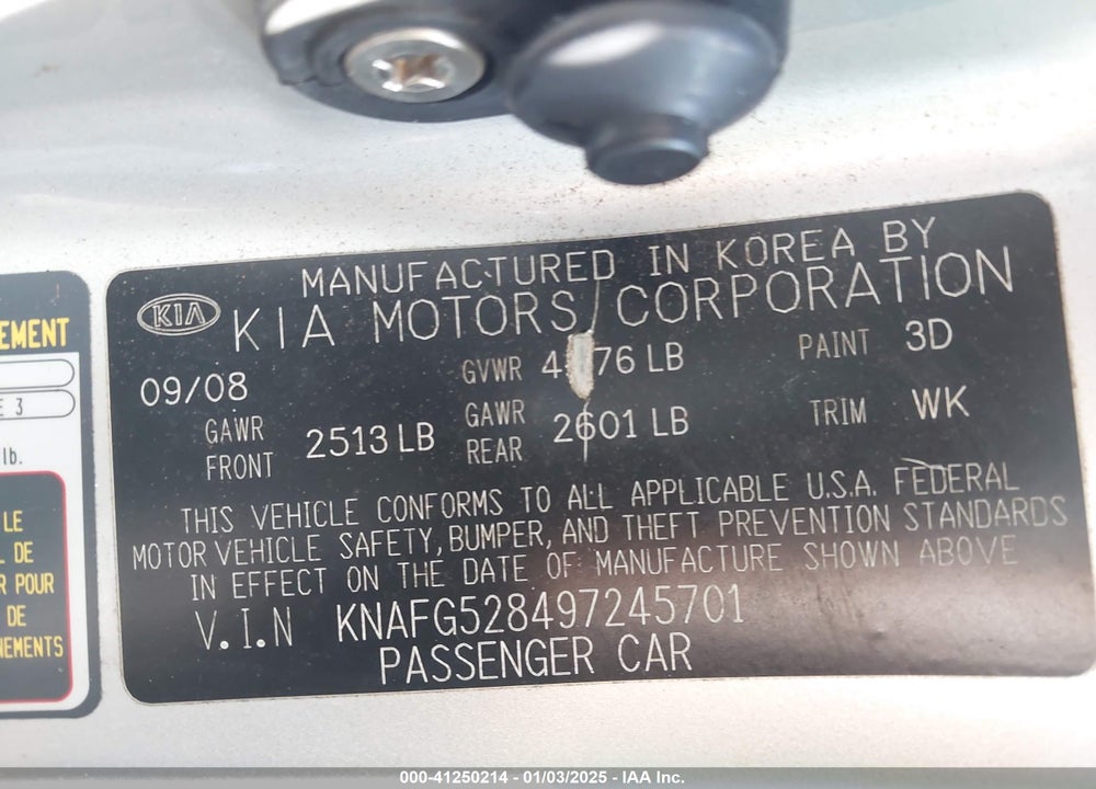 2009 KIA RONDO VIN: KNAFG528497245701