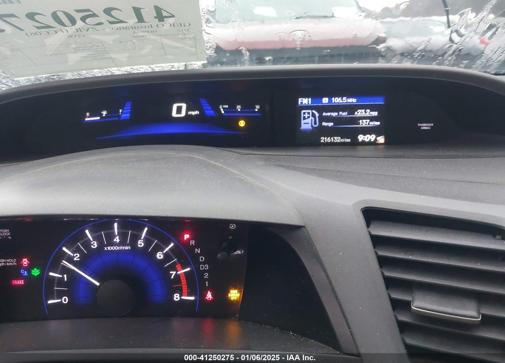 2012 HONDA CIVIC SDN LX VIN: 19XFB2F5XCE088294