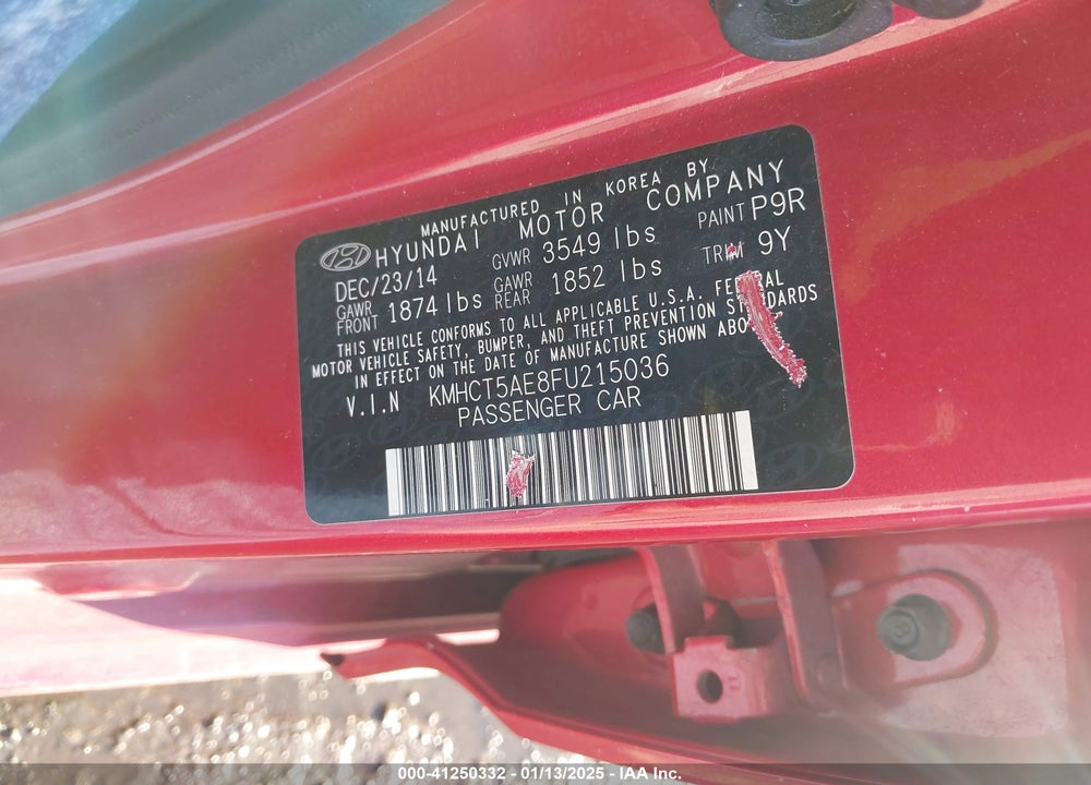 2015 HYUNDAI ACCENT GS VIN: KMHCT5AE8FU215036