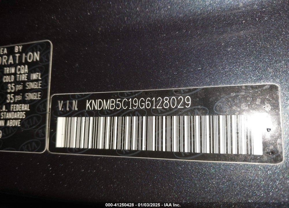 2016 KIA SEDONA LX VIN: KNDMB5C19G6128029
