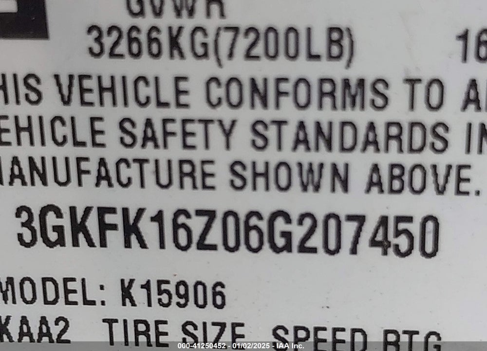 2006 GMC YUKON XL 1500 SLT VIN: 3GKFK16Z06G207450