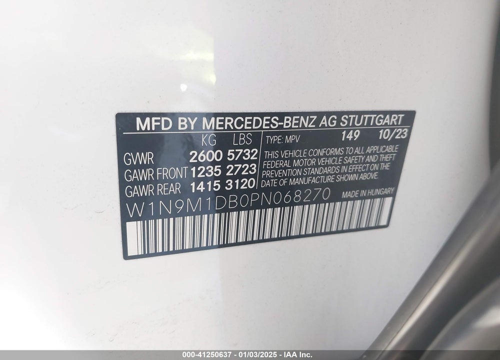 2023 MERCEDES-BENZ EQB 350 SUV 4MATIC VIN: W1N9M1DB0PN068270
