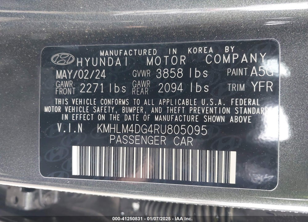 2024 HYUNDAI ELANTRA VIN: KMHLM4DG4RU805095