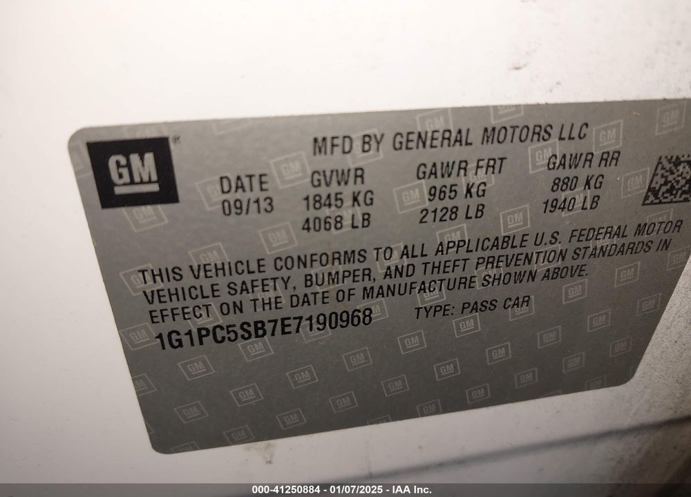 2014 CHEVROLET CRUZE 1LT AUTO VIN: 1G1PC5SB7E7190968