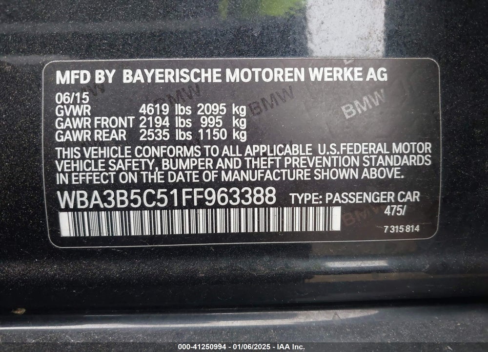 2015 BMW 328I XDRIVE VIN: WBA3B5C51FF963388