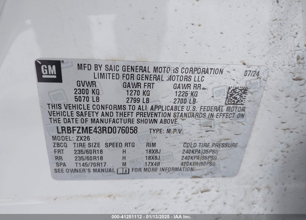 2024 BUICK ENVISION PREFERRED AWD VIN: LRBFZME43RD076058