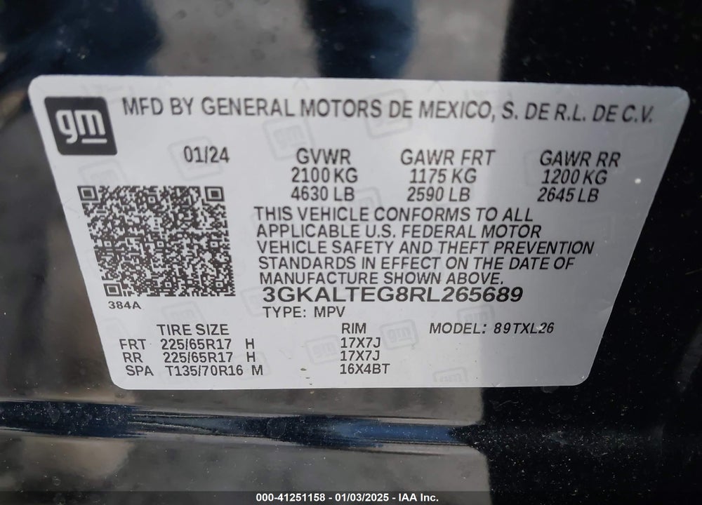 2024 GMC TERRAIN AWD SLE VIN: 3GKALTEG8RL265689