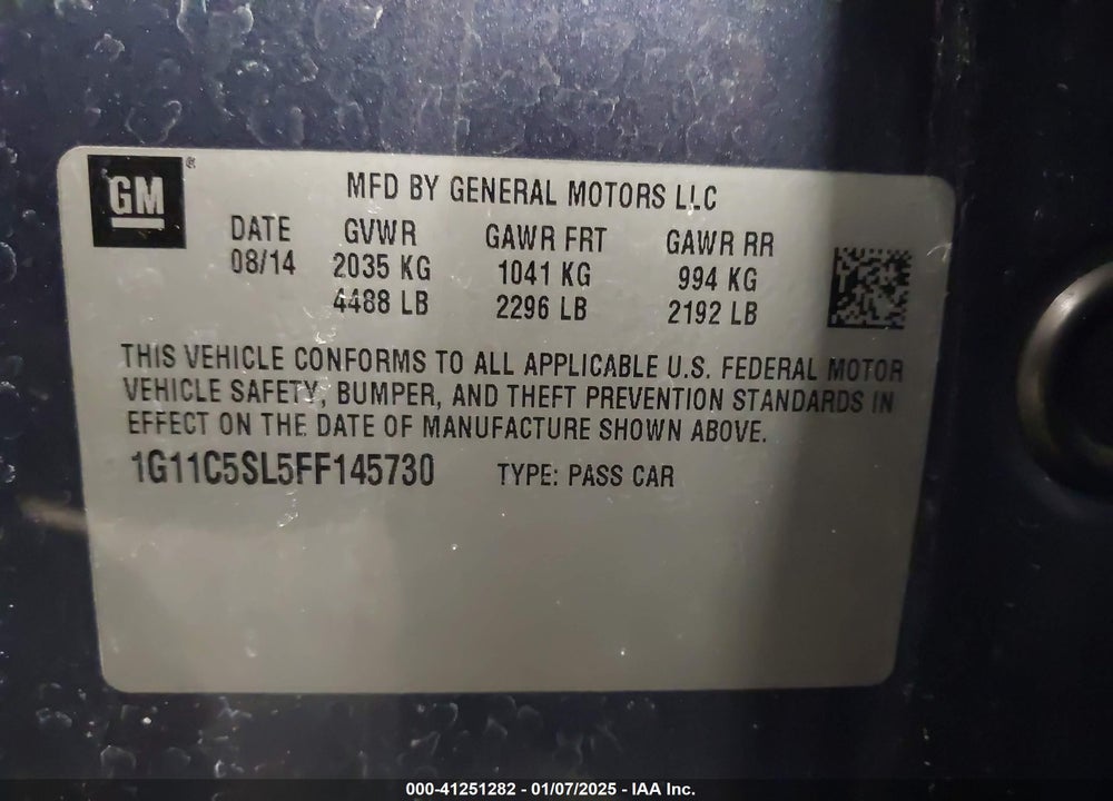 2015 CHEVROLET MALIBU VIN: 1G11C5SL5FF145730