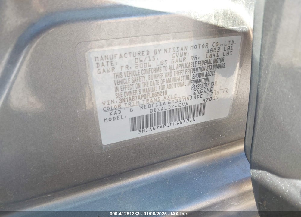 2015 NISSAN SENTRA FE+ S/S/SL/SR/SV VIN: 3N1AB7AP0FL665210