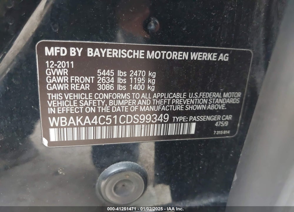 2012 BMW 740I VIN: WBAKA4C51CDS99349