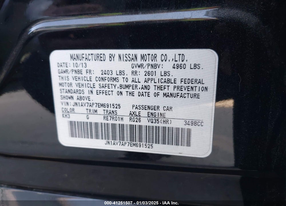 2014 INFINITI Q50 HYBRID PREMIUM VIN: JN1AV7AP7EM691525