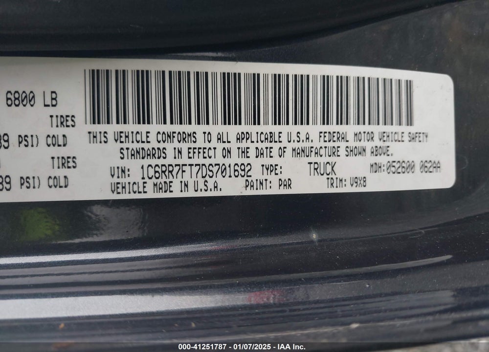 2013 RAM 1500 EXPRESS VIN: 1C6RR7FT7DS701692