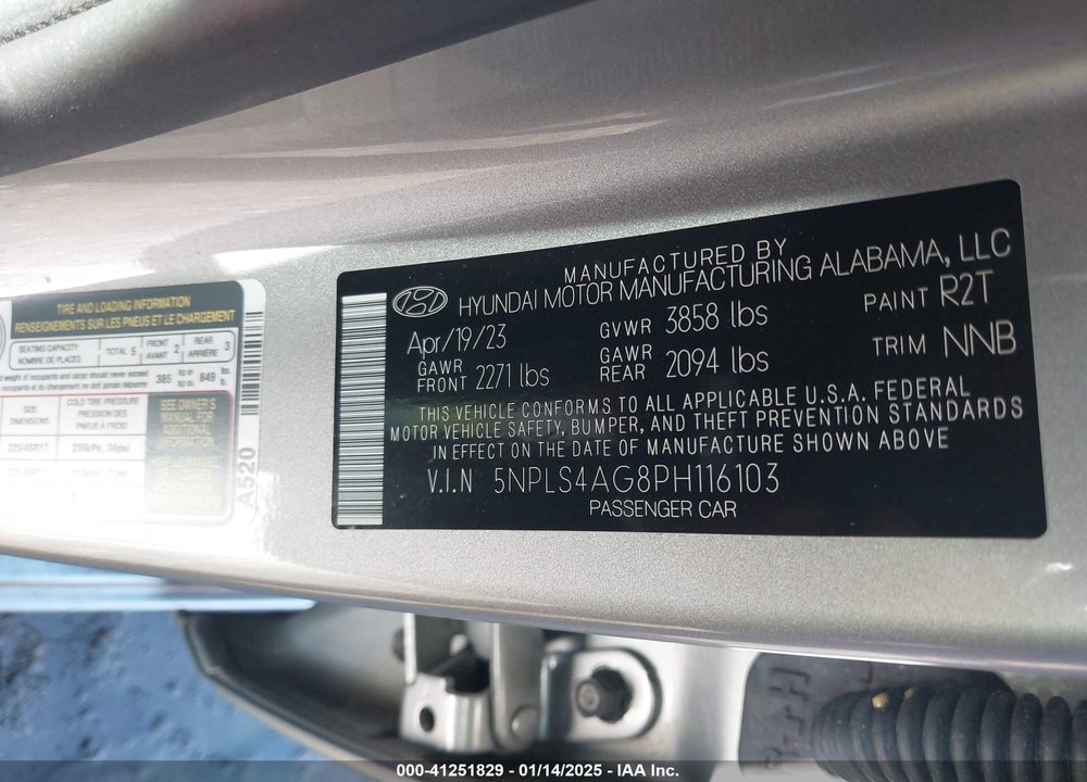 2023 HYUNDAI ELANTRA VIN: 5NPLS4AG8PH116103