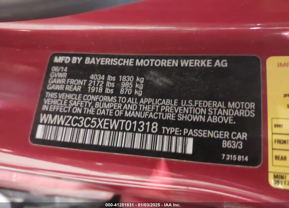 2014 MINI COUNTRYMAN COOPER S VIN: WMWZC3C5XEWT01318