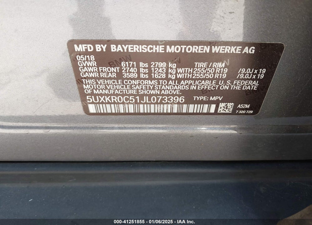 2018 BMW X5 VIN: 5UXKR0C51JL073396