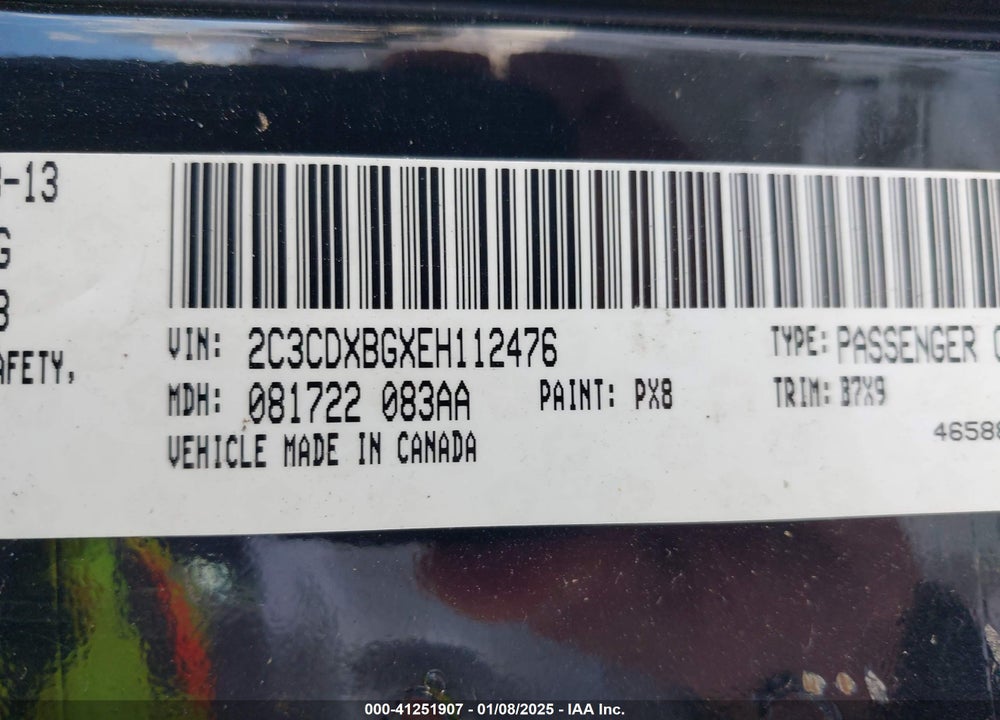 2014 DODGE CHARGER SE VIN: 2C3CDXBGXEH112476