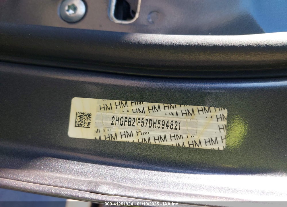 2013 HONDA CIVIC VIN: 2HGFB2F57DH594821