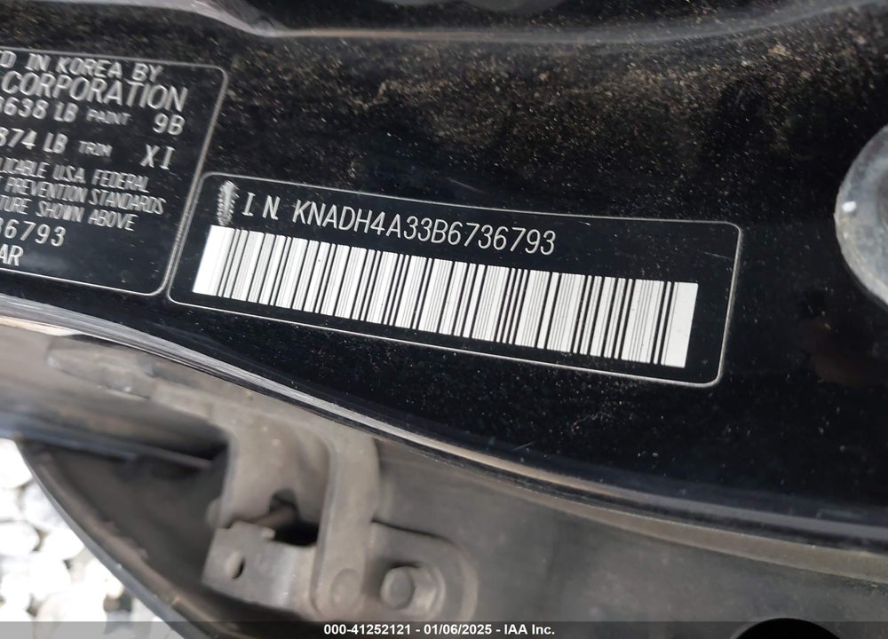 2011 KIA RIO LX VIN: KNADH4A33B6736793