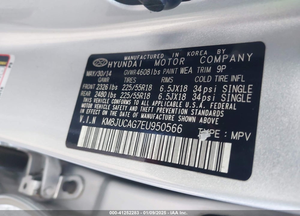 2014 HYUNDAI TUCSON LIMITED VIN: KM8JUCAG7EU950566