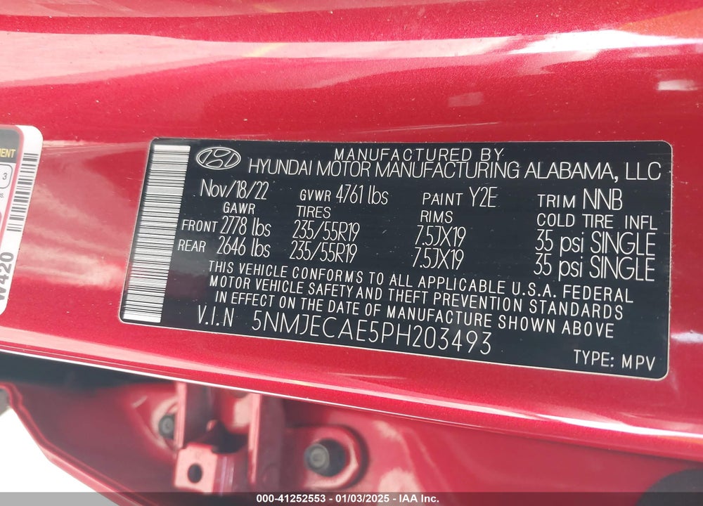 2023 HYUNDAI TUCSON LIMITED VIN: 5NMJECAE5PH203493