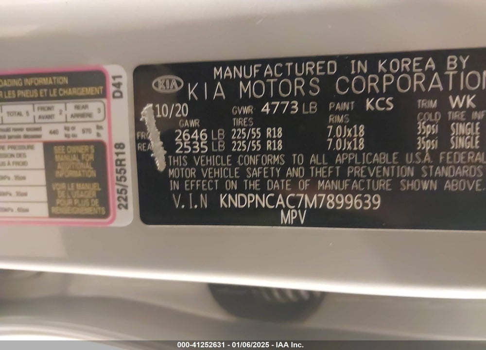 2021 KIA SPORTAGE EX VIN: KNDPNCAC7M7899639