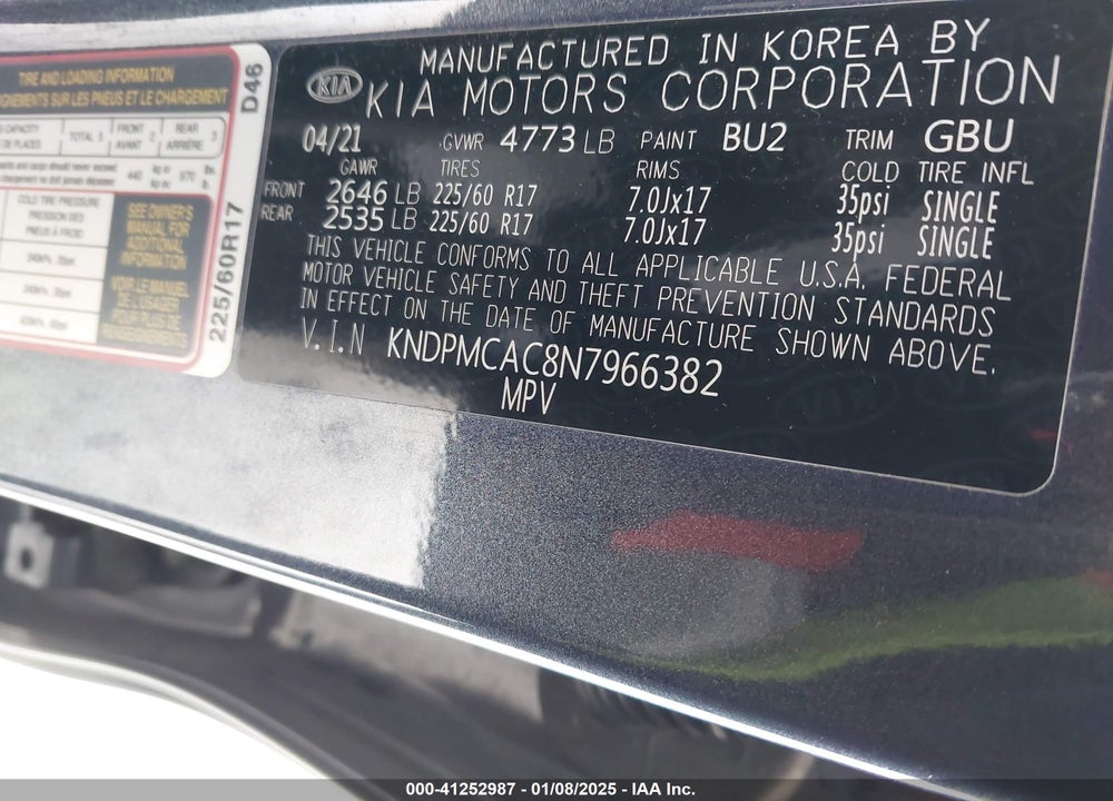 2022 KIA SPORTAGE LX VIN: KNDPMCAC8N7966382